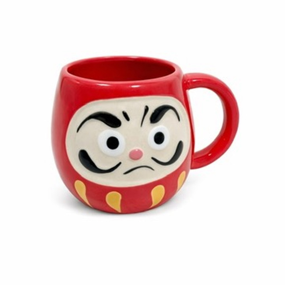 Mino ware Japanese Pottery Mug Cup Daruma Doll Face Candy Red Japan Good Luck